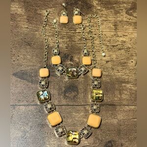 Elegant Gold and Peach Tone Jewelry Set